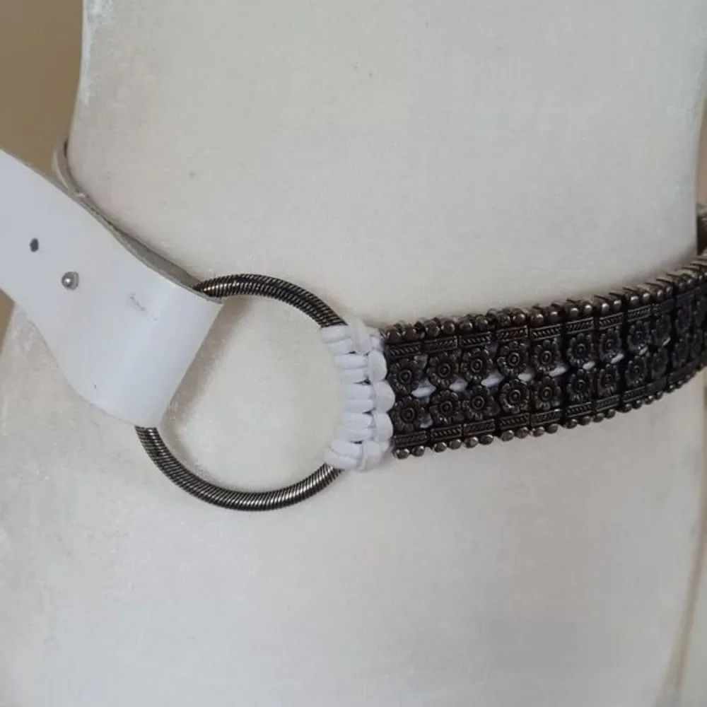 Antoniazzi Firenze Sz L White Leather Belt Boho Artsy Cowgirl Western Modernist